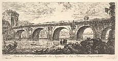 Plate 16: The Bridge at Rimini built by the Emperors Augustus and Tiberius (Ponte di Rimino fabbricato da Augusto e da Tiberio Imperatori), from "Antichità Romane fuori di Roma", Giovanni Battista Piranesi  Italian, Etching