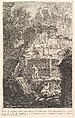 Ruins of an ancient tomb in front of ruins of an ancient aqueduct (Ruine di Sepolcro antico posto dinanzi ad altre ruine d'un Aquedotto), from "Prima Parte di Architettura, e Prospettive", Giovanni Battista Piranesi  Italian, Etching