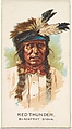 Red Thunder, Blackfeet Sioux, from the American Indian Chiefs series (N2) for Allen & Ginter Cigarettes Brands, Allen & Ginter  American, Commercial color lithograph