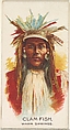 Clam Fish, Warm Springs, from the American Indian Chiefs series (N2) for Allen & Ginter Cigarettes Brands, Allen & Ginter  American, Commercial color lithograph