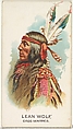 Lean Wolf, Gros Ventres, from the American Indian Chiefs series (N2) for Allen & Ginter Cigarettes Brands, Allen & Ginter  American, Commercial color lithograph