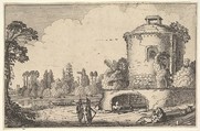 Landscape with a Round Tower, Jan van de Velde II Dutch, Etching
