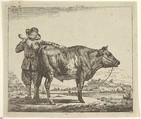 Young Herdsman with a Bull, plate 1 from "Different Animals", Adriaen van de Velde  Dutch, Etching