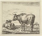 Standing Bull, plate 3 from "Different Animals", Adriaen van de Velde  Dutch, Etching