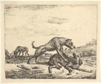 Fighting Dogs, plate 9 from "Different Animals", Adriaen van de Velde  Dutch, Etching