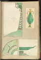 Designs for a Candlestick, Two Handled Vase, Decorated Plate and Footed Dish, Alfred Henry Forrester [Alfred Crowquill]  British, Pen and ink, watercolor