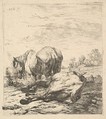 The Two Horses, Karel Dujardin Dutch, Etching; third of three states