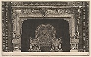 Chimneypiece: Architrave decorated with a Greek key motif and a circular fireback with figures of the zodiac (Ch. décorée d'une grecque), from Diverse Maniere d'adornare i cammini ed ogni altra parte degli edifizi...(Different Ways of ornamenting chimneypieces and all other parts of houses), Giovanni Battista Piranesi  Italian, Etching
