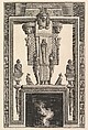 Chimneypiece in the Egyptian style: Mummy superimposed on a large caryatid above the lintel (Ch. à l'égyptiennne surmontée d'une grande cariatide contre laquelle s'applique une momie), from Diverse Maniere d'adornare i cammini ed ogni altra parte degli edifizi...(Different Ways of ornamenting chimneypieces and all other parts of houses), Giovanni Battista Piranesi  Italian, Etching