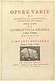Frontispiece to "Opere varie di architettura, prospettive grotesshi antichità", Giovanni Battista Piranesi Italian, Etching
