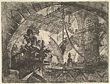 Prisoners on a Projecting Platform, from "Carceri d'invenzione" (Imaginary Prisons), Giovanni Battista Piranesi  Italian, Etching, engraving, sulphur tint or open bite, burnishing; first state of four (Robison)