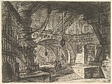 The Pier with Chains, from "Carceri d'invenzione" (Imaginary Prisons), Giovanni Battista Piranesi  Italian, Etching, engraving, sulphur tint or open bite, burnishing; first state of six (Robison)