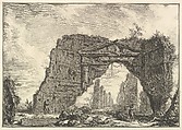 Remains of a covered portico, or a cryptoporticus, in a villa of Domitian, five miles outside Rome on the Frascati road, from Vedute di Roma (Roman Views), Giovanni Battista Piranesi  Italian, Etching; first state of four (Hind)