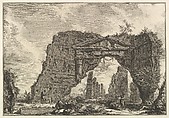 Remains of a covered portico, or a cryptoportiucus, in a villa of Domitian, five miles outside Rome on the Frascati road, from Vedute di Roma (Roman Views), Giovanni Battista Piranesi  Italian, Etching; second state of four (Hind)