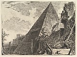 The Pyramid of Gaius Cestius, from Vedute di Roma (Roman Views), Giovanni Battista Piranesi Italian, Etching; first state of three (Hind)