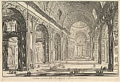 Interior view of St. Peter's Basilica in the Vatican, from "Vedute di Roma" (Roman Views), Giovanni Battista Piranesi  Italian, Etching; first state of four (Hind)