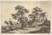 A Cottage on a Hill, Anthonie Waterloo  Dutch, Etching