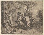 Four Dancing Children (Bacchantes) and Two Making Music, Erasmus Quellinus Flemish, Etching and engraving