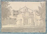 A Section of the Via Sacra, Rome (The Church of Saints Cosmas and Damian), Christoffer Wilhelm Eckersberg Danish, Graphite, brush and gray wash, framed with graphite and brush and blue watercolor