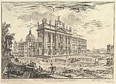 S. Giovanni in Laterano, main façade, with Palace and Scala Santa on the right (Veduta della Basilica di S. Giovanni Laterano), from "Vedute di Roma", Giovanni Battista Piranesi  Italian, Etching