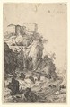 Cascades near Ponte della Trave, from "The Ruins of Rome", Bartholomeus Breenbergh Dutch, Etching