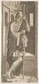 St. James Major leaning on a pole before a niche, from "Christ and the Twelve Apostles", Lambert Suavius  Netherlandish, Engraving