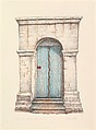 Door of mission San Juan, June Dale American, Color Lithograph