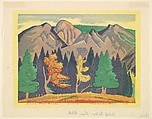 Sierra Fall Review, Harold Mallette Dean  American, Color Linocut