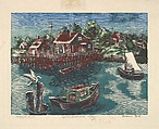 Sheepshead Bay, Isami Doi American, Color Linocut