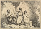Scene from the Tempest: Caliban, Prospero and Miranda, Thomas Rowlandson  British, Etching