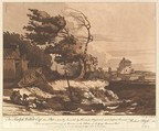 Beaching a Fishing Boat in a Gale, Robert Blyth British, Etching and aquatint, printed with brown ink