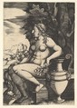 Seated nude next to a vase, Master FG  Italian, Engraving