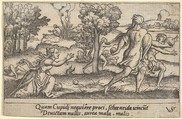 Atalanta and Hippomemes, from "Four Mythological Scenes", Virgil Solis German, Engraving