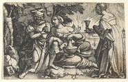 Lot and his daughters, from "Ten Old Testament Scenes", Georg Pencz  German, Engraving