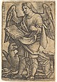 Saint John with his head turned three-quarters to the left, with a book in his right hand and an eagle at his fee, plate 4 from "The Four Evangelists", Sebald Beham German, Engraving; fifth of five states