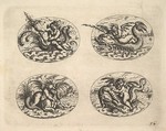 Four Ovals with Genii, from "Neue Grotessken Buch", Christoph Jamnitzer  German, Etching