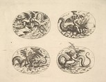 Putti with Sea Monsters, from "Neue Grotessken Buch", Christoph Jamnitzer  German, Etching