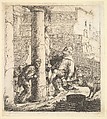 Blind Beggar Bumping A Pillar; this and 63.616.39 (2) are two plates of beggars from the story of Lazaville de Tormes., Thomas Wijck  Dutch, Etching with drypoint; third state of three