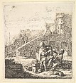 Lazarillo Stealing Grapes from the Poor Blind Beggar, Thomas Wijck  Dutch, Etching with drypoint; third state of three