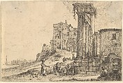The Collonade, Thomas Wijck  Dutch, Etching; second state of two
