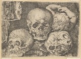 Child with Three Skulls (reverse copy), Barthel Beham  German, Engraving