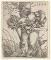 Bending Soldier Leaning against a Tree, Barthel Beham  German, Engraving