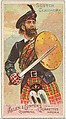 Scotch Claymore, from the Arms of All Nations series (N3) for Allen & Ginter Cigarettes Brands, Allen & Ginter American, Commercial color lithograph