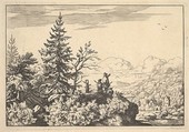 Two Men on a Rock Terrace, Allart van Everdingen Dutch, Etching; second state of two