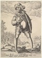 Soldier, Armed with Broadsword and Shield, from "Officers and Soldiers", Jacques de Gheyn II Netherlandish, Engraving; first state of two (New Hollstein)
