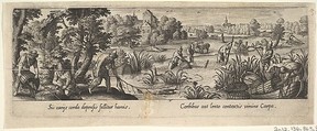 1 of 8 plates on Hunting and Fishing, Hans Bol Netherlandish, Engraving