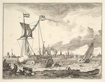 Harbor Scene, Ludolf Backhuysen  Dutch, Etching