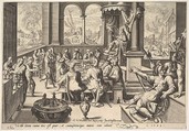 Allegory of the Government of a Childish King, Jacques de Gheyn II  Netherlandish, Engraving; first state of four (New Hollstein)