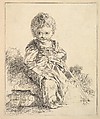 Un enfant assis sur une motte de terre (An enfant seated on a clod of earth), after Le Petit Savoyard by François Boucher, from Suite d'estampes gravées par madame la marquise de Pompadour d'après les pierres gravées de Guay, graveur du Roi, Madame la Marquise de Pompadour French, Etching and engraving