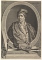Portrait of Andrea Palladio in half-length within an oval frame; a compass, carpenter's square, and plumb line rest on the plinth below the oval, from an unidentified edition of "Architecture de Palladio", revised by Giacomo Leoni and translated by Nicholas du Bois, Bernard Picart  French, Engraving